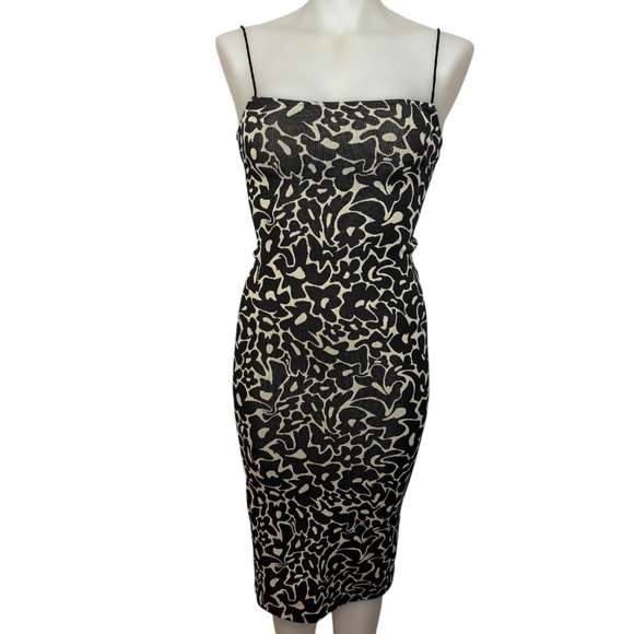 Black and Cream Patterned Slip Dress - Picture 1 of 9